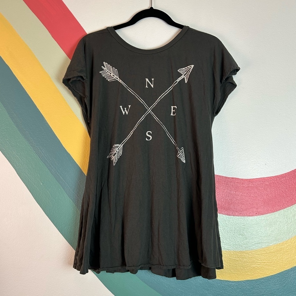 Wildfox Directions Compass Backless Peplum Tee Size Small